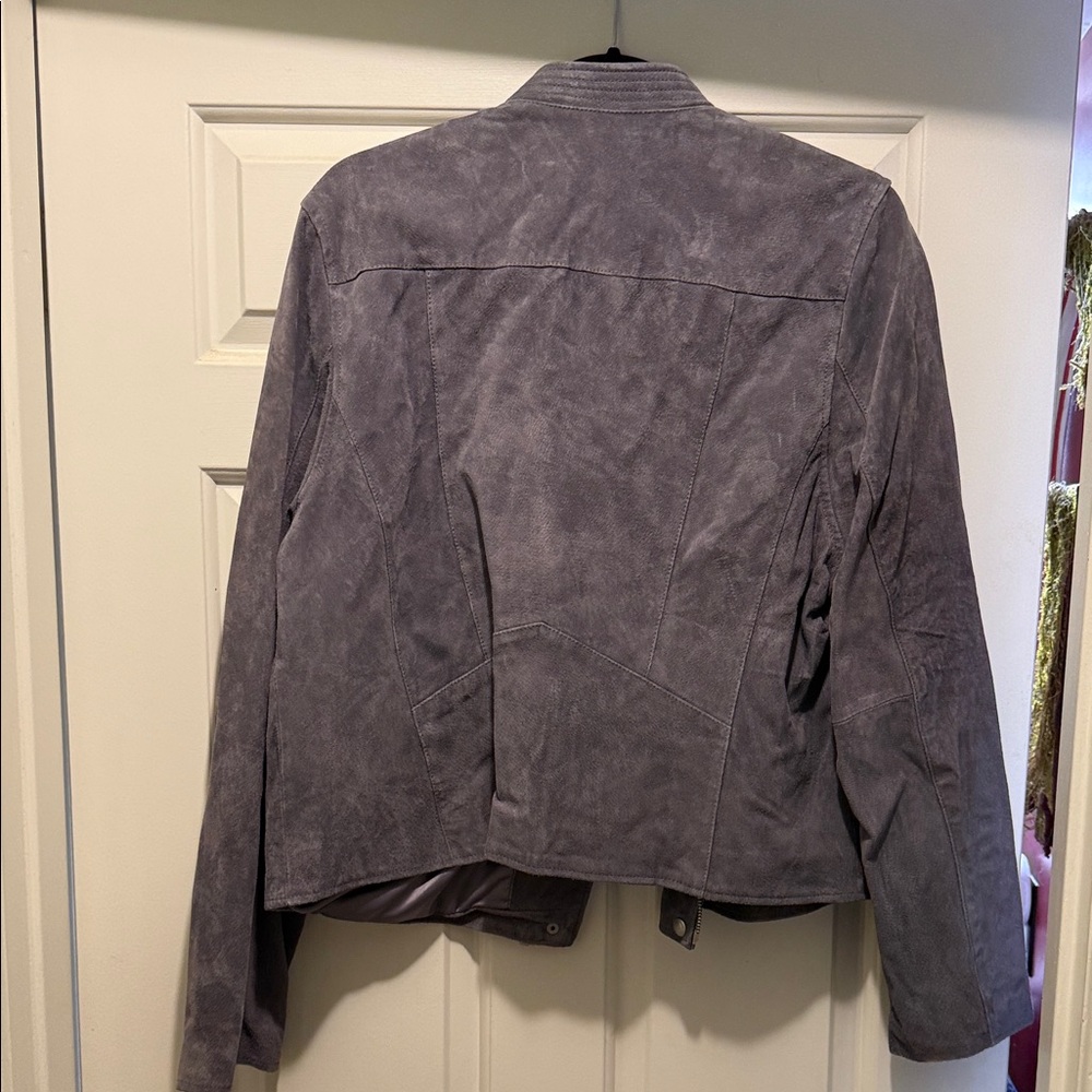 Blank NYC Women's Suede Gray Leather Moto/Biker Jacket - Picture 4 of 4